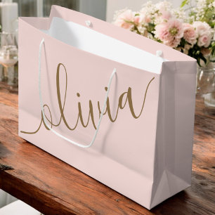 Roségold Minimalist Modern Monogramm Elegant Große Geschenktüte