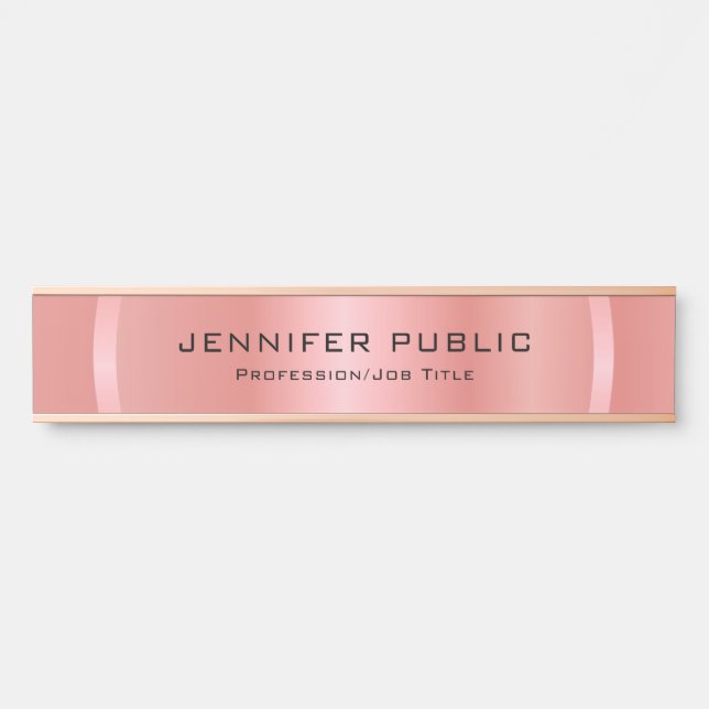 Rosegold Modern Glamour Elegant Template Türschild (Vorderseite )