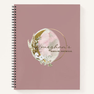 Roségold-Mond-Monogramm-Name-Handschrift-Schrift O Notizbuch