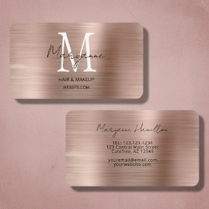 Roségold-Monogramm Elegant Modern Visitenkarte