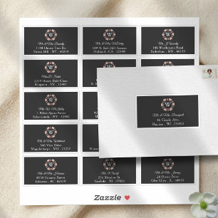Roségold-Monogramm-Pokerchip-Casino-Hochzeit Aufkleber