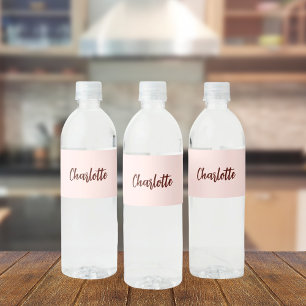 Roségold-Name Schrift elegant modern Wasserflaschenetikett