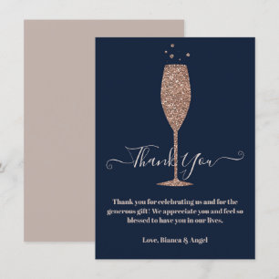 Roségold Navy Champagner Braut Dankeschön Einladung