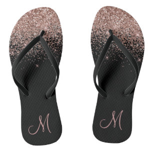 Roségold Ombre Glitter Glanz Monogramm Flip Flops