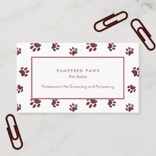 Roségold-pink glitzernde Pfotenabdrücke Pet Salon Visitenkarte