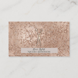 Roségold Pink Risseln Glanz Schere Stylist Visitenkarte
