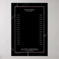 Rosegold-Preisliste für elegantes Schwarzes Marmor