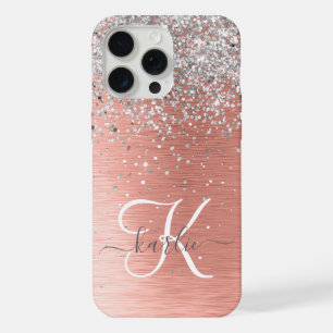 Roségold Pretty Girly Silber Glitter Funkelnd iPhone 15 Pro Max Hülle