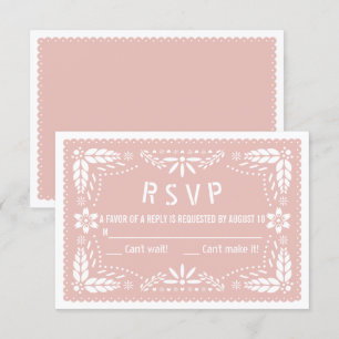 Roségold-rosa-blumige Papel-Picado-Baby-Party RSVP Karte