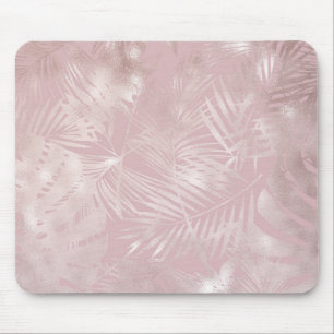 Roségold Rosa Botanisch Tropisch Palmenbaum Blätte Mousepad