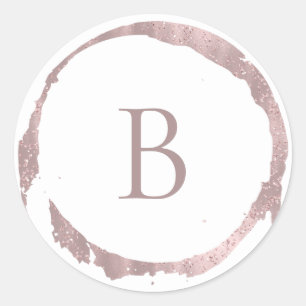 Roségold Rosa Faux-Folie Glitter Glanz Monogramm Runder Aufkleber
