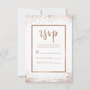 Roségold-Rosa Glamour Moderne Chic Hochzeit RSVP Karte