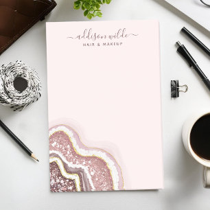 Roségold-Rosa Glitter-Achat-Geode-Business Post-it Klebezettel