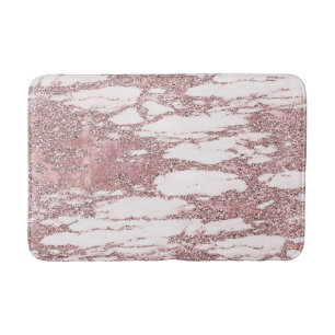 Roségold Rosa Glitter Funkelnd Marmor Glamourös Tr Badematte