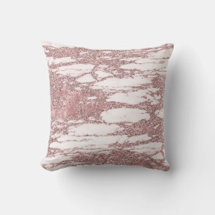 Roségold Rosa Glitter Funkelnd Marmor Glamourös Tr Kissen