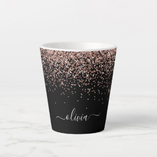 Roségold Rosa Glitter Schriftzug Monogramm Girly Milchtasse