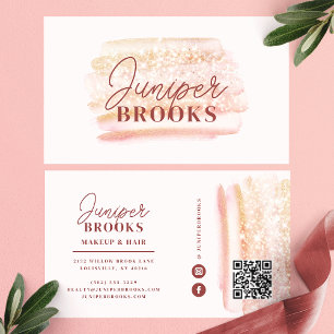 Roségold-Rosa-Glitter-Social-Media-QR-Code Visitenkarte