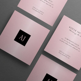Rosegold rosa mit Monogramm Makeup-Künstlerin Quadratische Visitenkarte