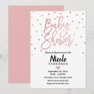 Roségold Rosa Moderne Schrift Babyparty Einladung