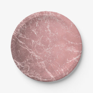 Roségold Rosa Moderne Trendige Glamouröse Marmor C Pappteller