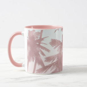 Roségold Rosa Palmen Strand Ombre Palmen Bäume Sch Tasse