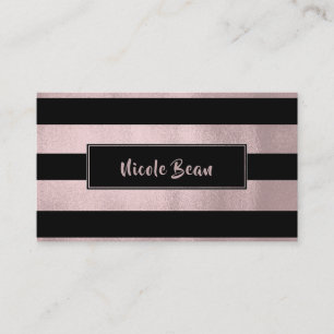 Roségold Rosa & Schwarze Streifen Chic Moderner Gl Visitenkarte