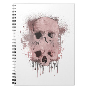Roségold-Rosa-Totenkopf-Tropf-Tintenfleck-Grafik Notizblock