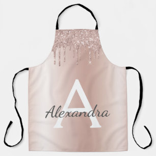 Roségold - Rosafarbenes Glitter-Metall-Monogramm-N Schürze