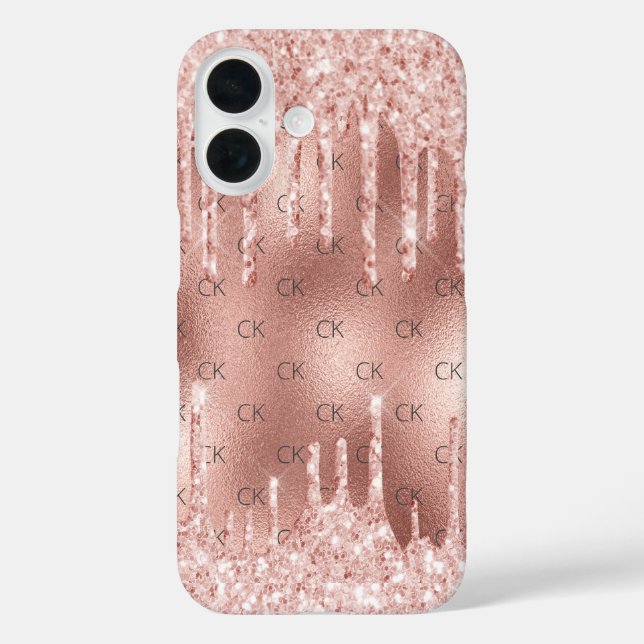Roségold-Röte-Monogramm-Initialen  Case-Mate iPhone Hülle (Rückseite)
