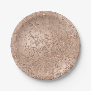 Roségold-Rouge Blush Pink Glam Funkeln Crackle Chi Pappteller