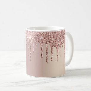 Roségold-Rouge-Glitter-Funkeln-Tropfen-Kaffeetasse Kaffeetasse