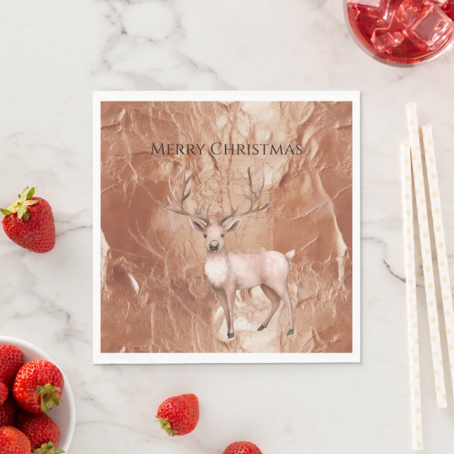 Roségold-Rouge-Pink-Boho-Hirsch-Baum Serviette (Beispiel)