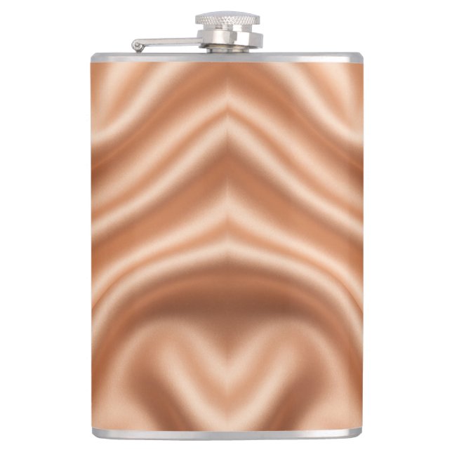 Roségold-Satin-Seide-Abstract-Luxus-Muster Flachmann (Vorderseite)