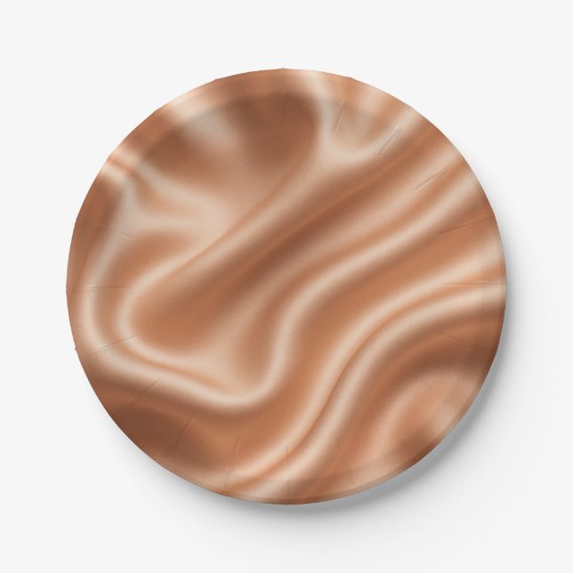 Roségold-Satin-Seide-Abstract-Luxus-Muster Pappteller (Vorderseite)