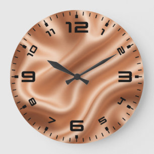 Roségold-Satin-Seiden-Abstrakt-Luxus-Muster Große Wanduhr