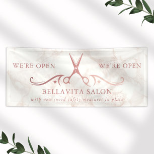 Roségold-Schere Marmor-Salon-Eröffnungsfeier Banner
