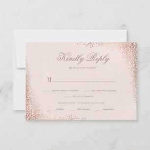 Roségold Schimmer Elegante Hochzeit RSVP Karte