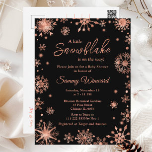 Roségold-Schneeflocken Winter-Baby-Party Postkarte