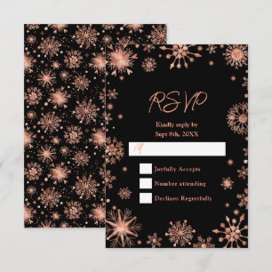 Roségold-Schneeflocken Winter RSVP Karte