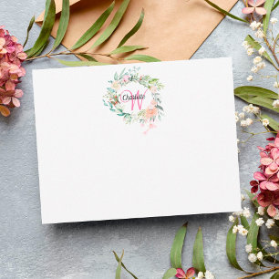 Roségold-Schrift-Monogramm-Blume Mitteilungskarte