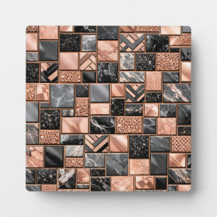 Roségold-Schwarz-Marmor-Mosaik Fotoplatte