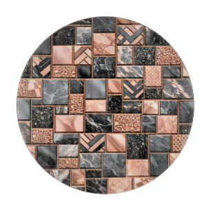 Roségold-Schwarz-Marmor-Mosaik Schneidebrett