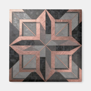 Roségold-Schwarzes geometrisches Marmormuster Magnet