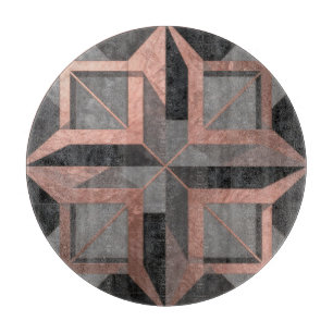 Roségold-schwarzes geometrisches Marmormuster Schneidebrett