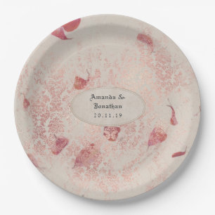 Roségold Shabby-Chic-Hochzeit Pappteller
