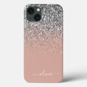 Roségold-Silber-Glitter-Monogramm mit Rosa Hauch Case-Mate iPhone Hülle