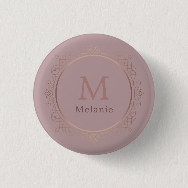 Rosegold Template Monogram Elegant Moderne Button (Vorderseite)