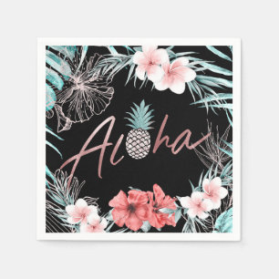 Roségold Tropischer Ananas Botanischer Aloha Luau Serviette