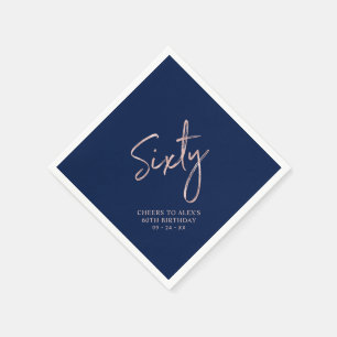 Roségold und Blau Sixty Erwachsener 60. Geburtstag Serviette