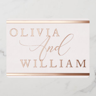 Roségold und Blush Elegante Moderne Hochzeit Folieneinladung